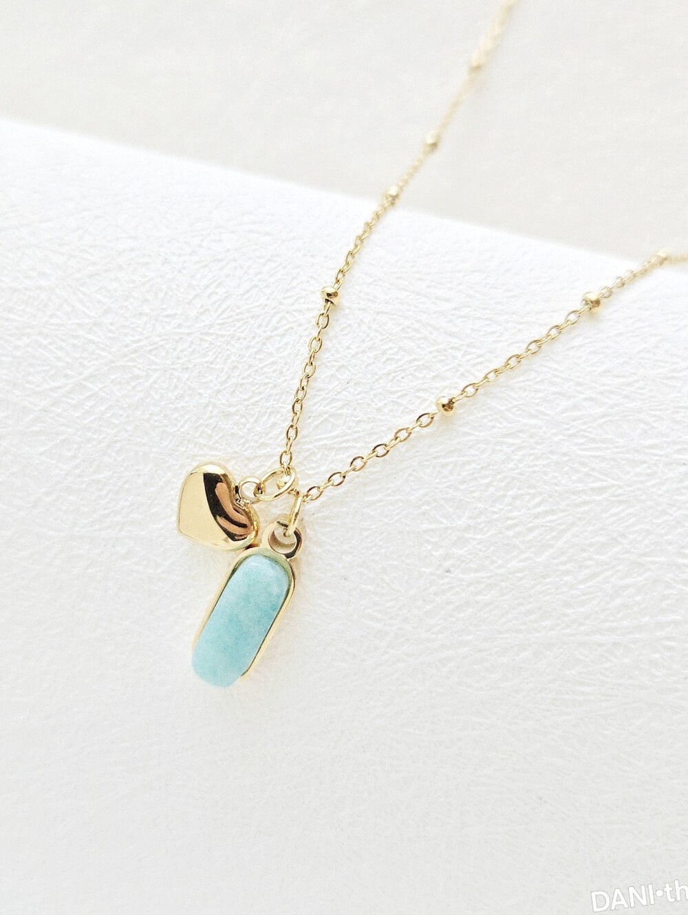 Gold Petite Heart & Stone Necklace - Picture 8 of 8